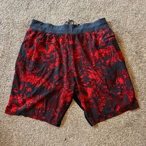 Lululemon Men’s Red and Gray Tropical Print Shorts